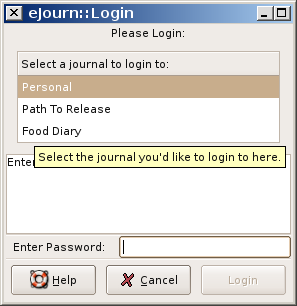 the login window
