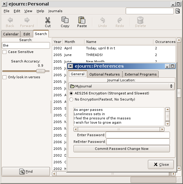 the journal preferences