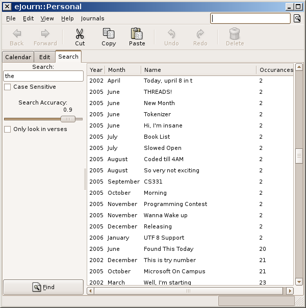 the search tab, no sub search
