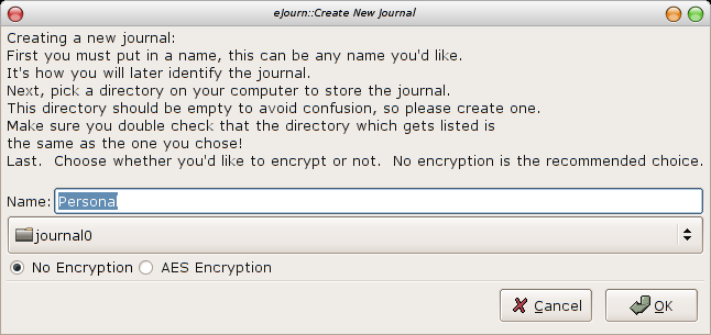 Journal Creation Wizard
